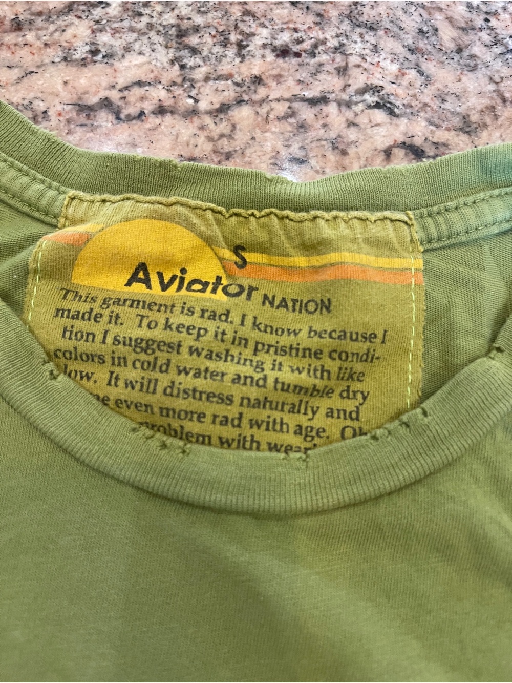 Aviator Nation Vintage Army Green 'Tribe of Peace' Boyfriend Crop - Picture 2 of 4